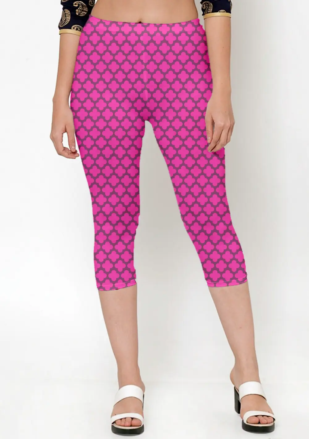 Casual Abstract Print Rani Color Women Capri Leggings Pant - Image 3