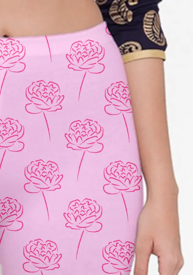 Roses Pink Women Capri Leggings Pant - Image 2