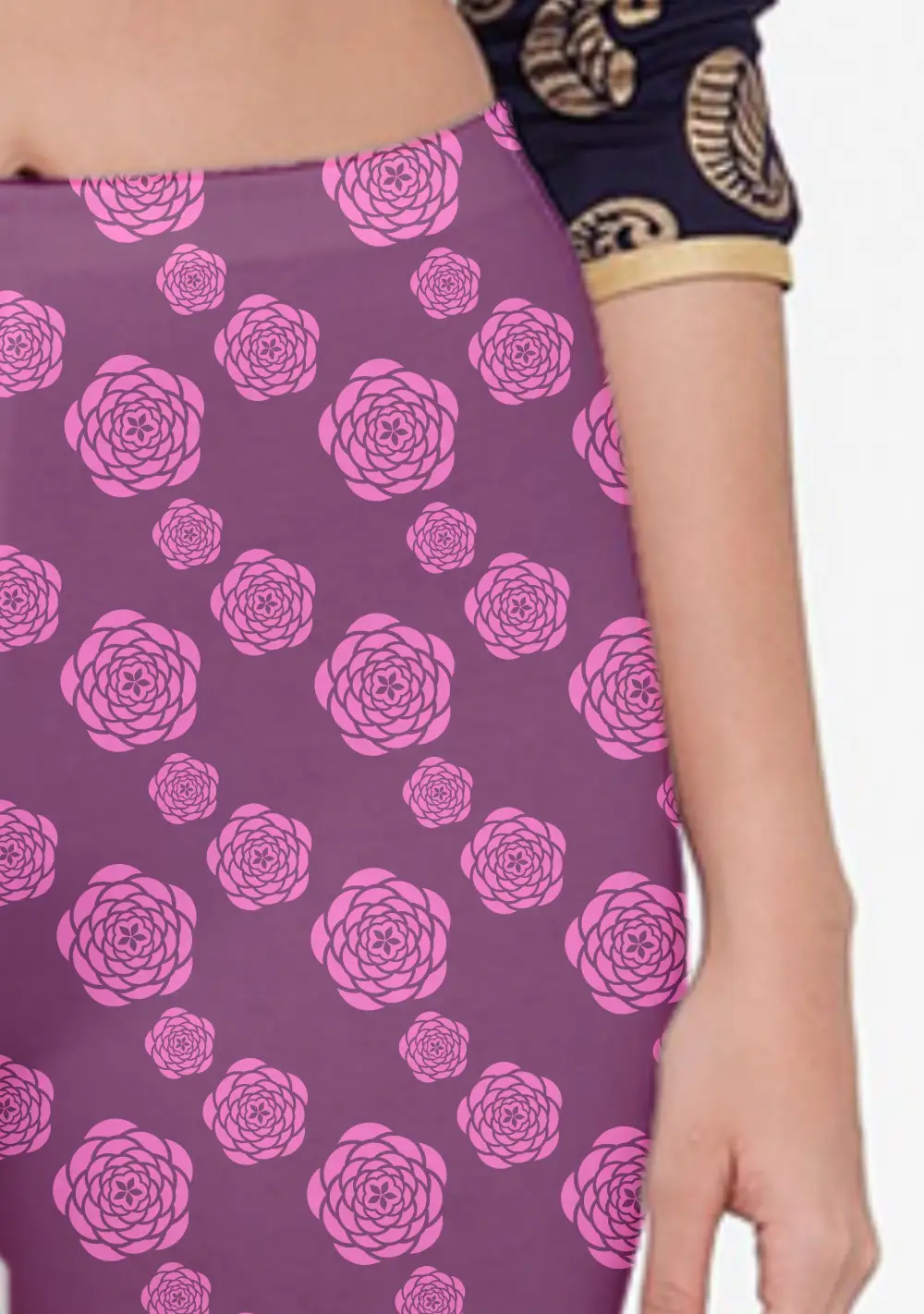 Floral Magenta Women Capri Leggings Pant - Image 3