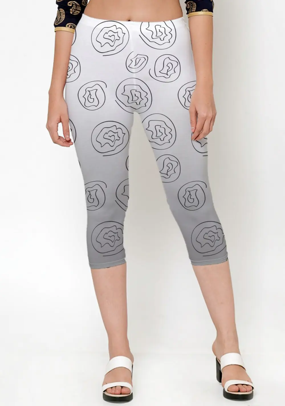 Grey Black Women Capri Leggings Pant - Image 3