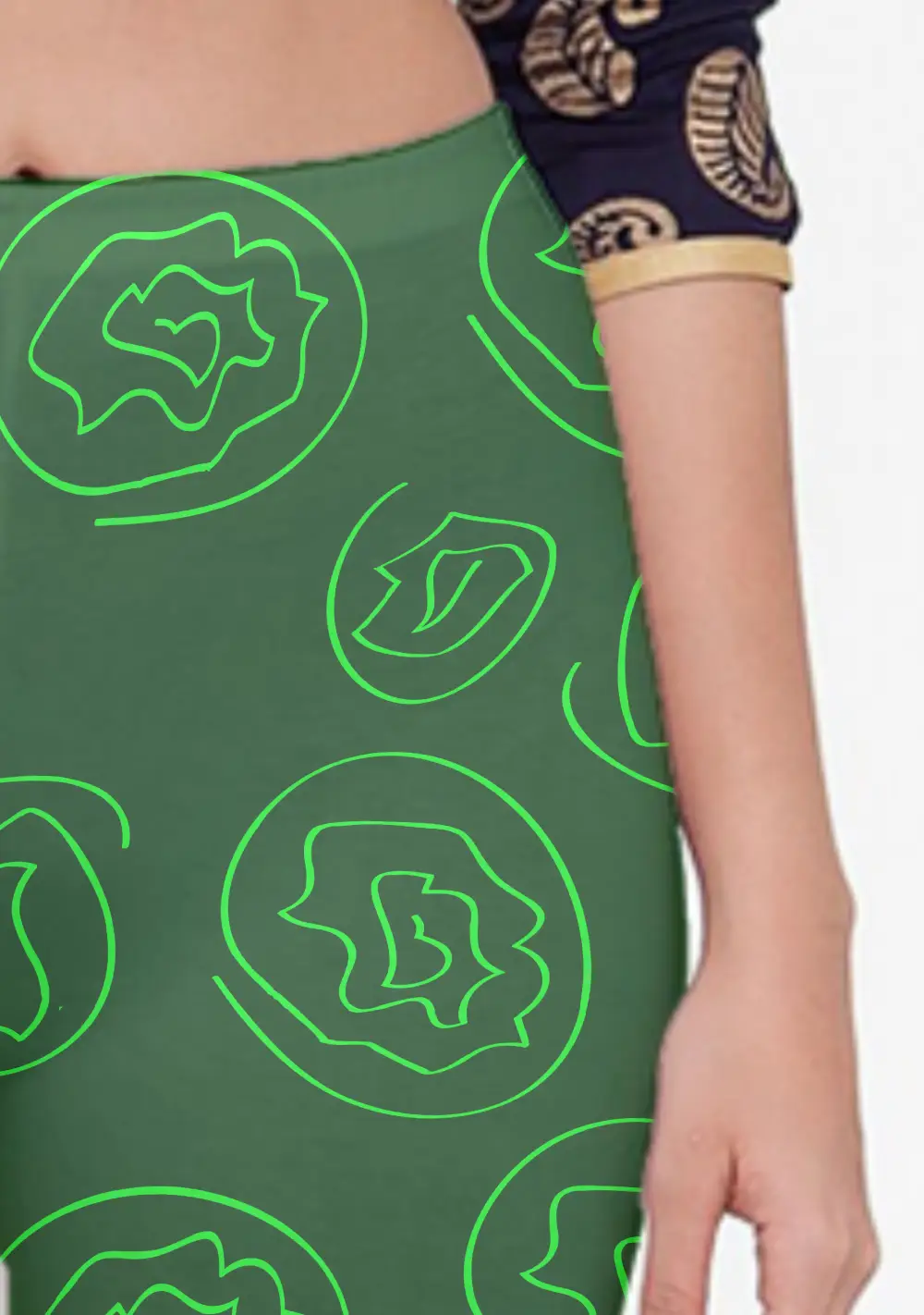 Floral Green Printed Casual Women Capri Leggings Pant - Image 2