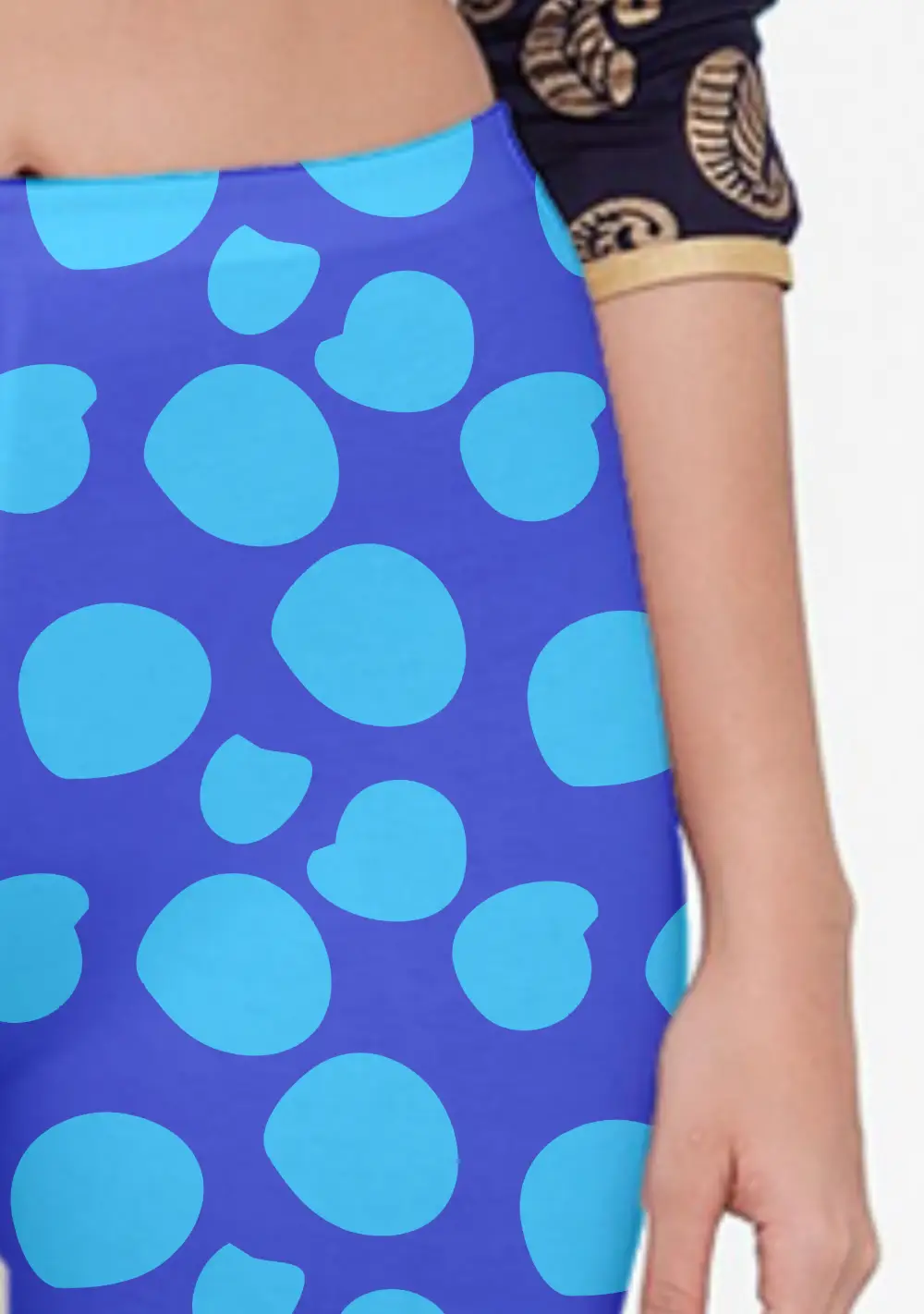 Blue Polka Dots Women Capri Leggings Pant - Image 3