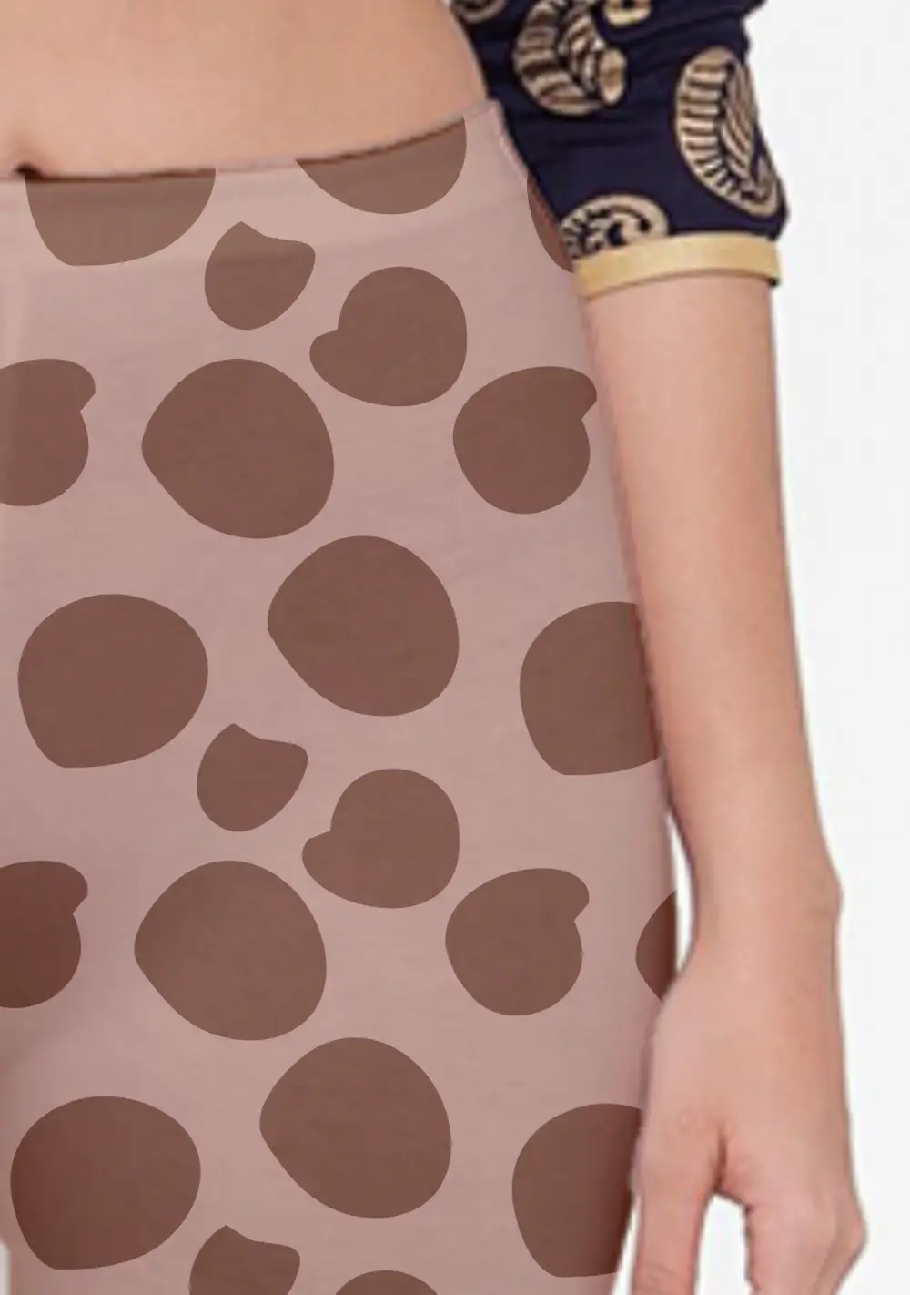 Polka Dots Brown Women Capri Leggings Pant - Image 2