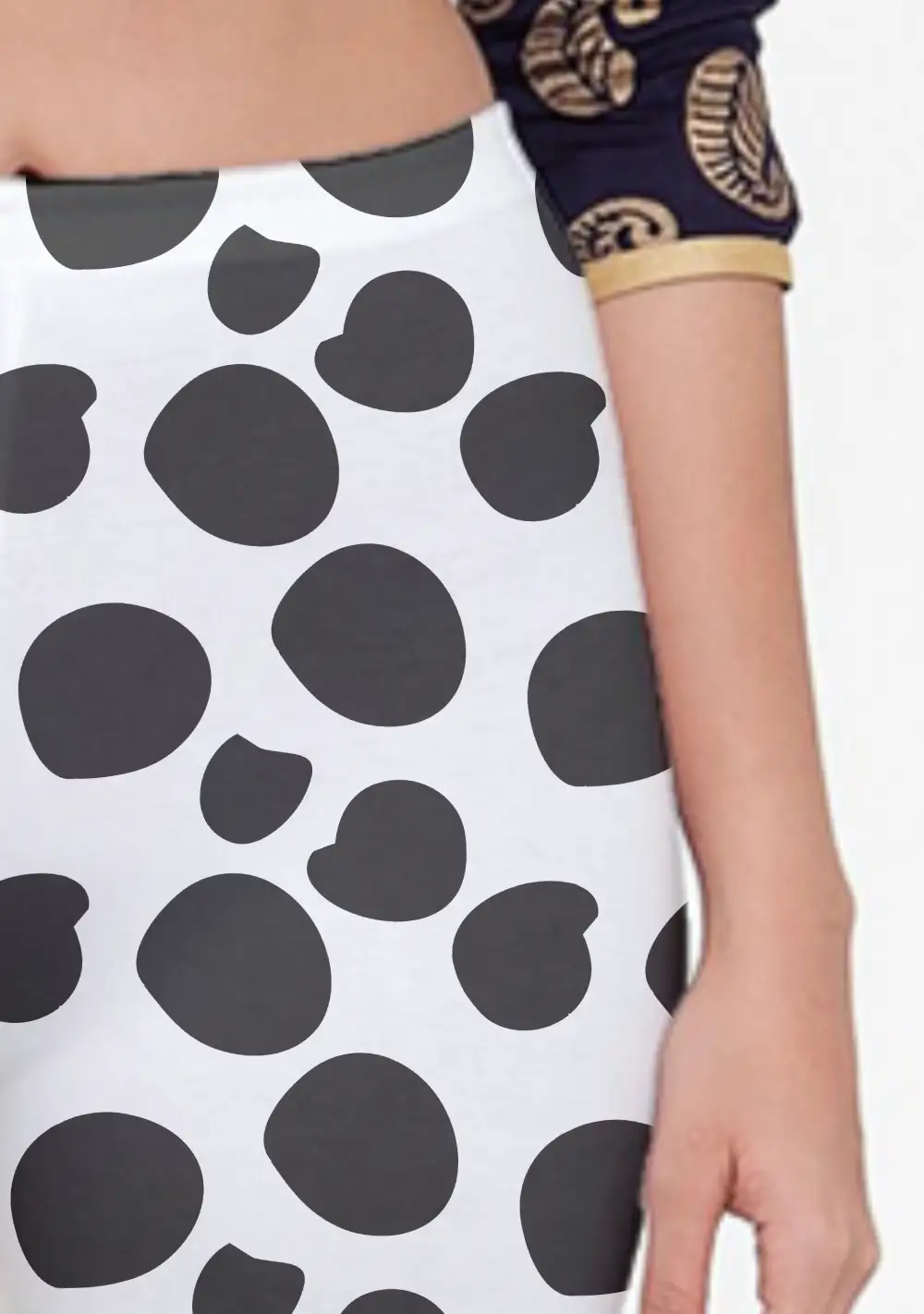 Polka Dots White Women Capri Leggings Pant - Image 2