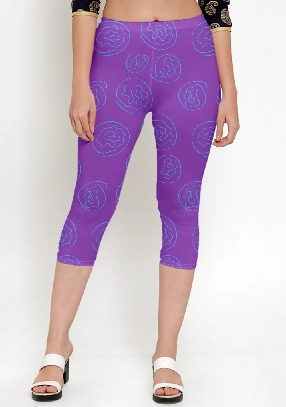 Floral Lavender Women Capri Leggings Pant