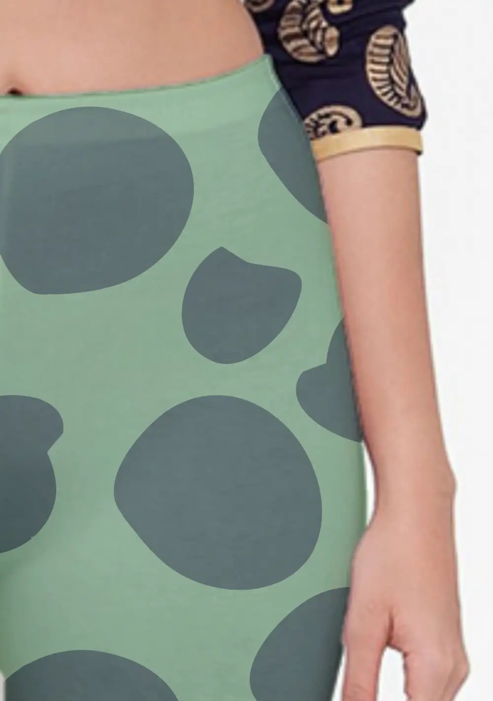 Polka Dots Green Women Capri Leggings Pant - Image 3