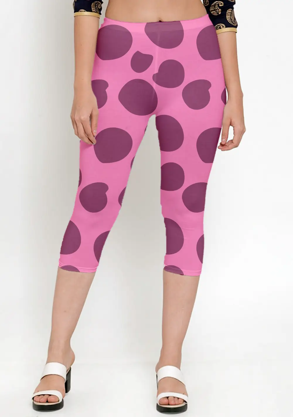 Polka Dots Red Women Capri Leggings Pant