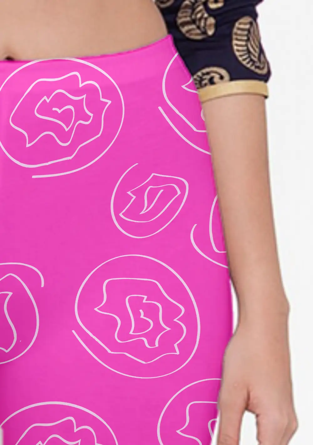 Floral Pink Women Capri Leggings Pant - Image 2