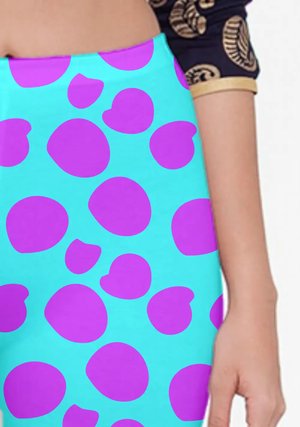 Polka Dots Purple Women Capri Leggings Pant - Image 2