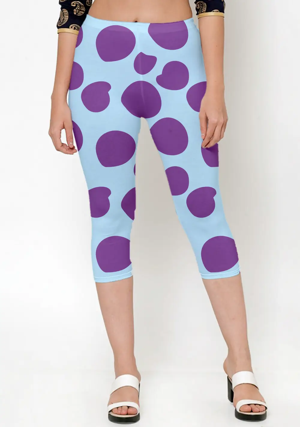 Big Polka Dots Women Capri Leggings Pant - Image 3