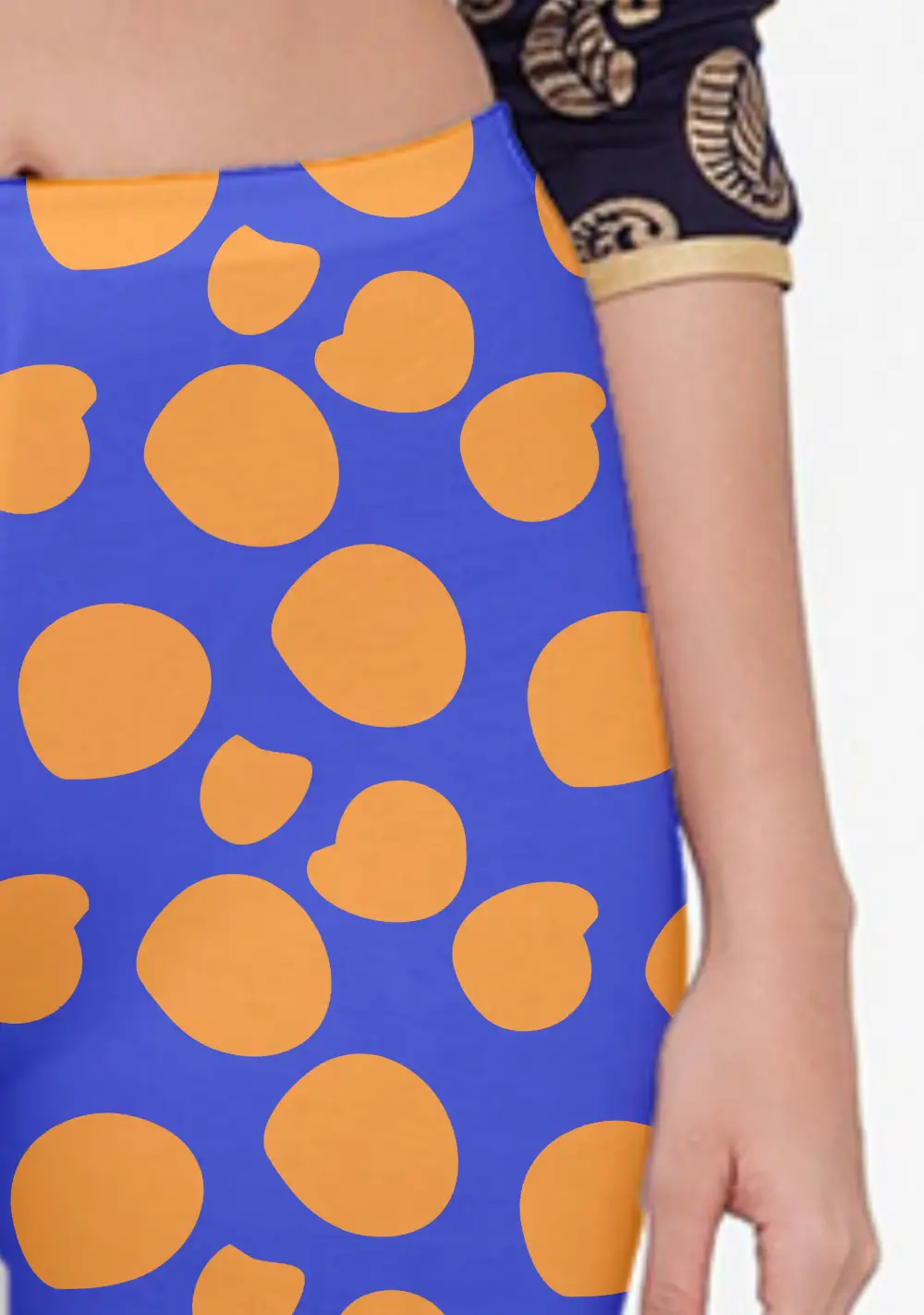 Polka Dots Blue Women Capri Leggings Pant - Image 2