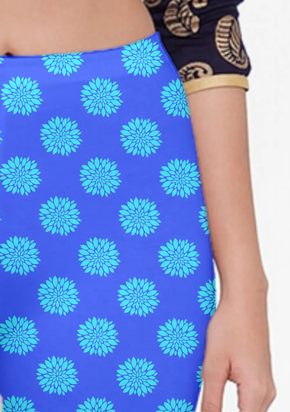Flower Prints Blue Women Capri Leggings Pant - Image 3