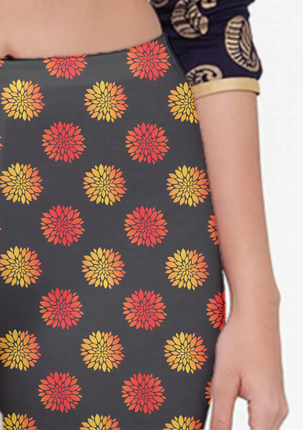 Flower Colorful Print Women Capri Leggings Pant - Image 2