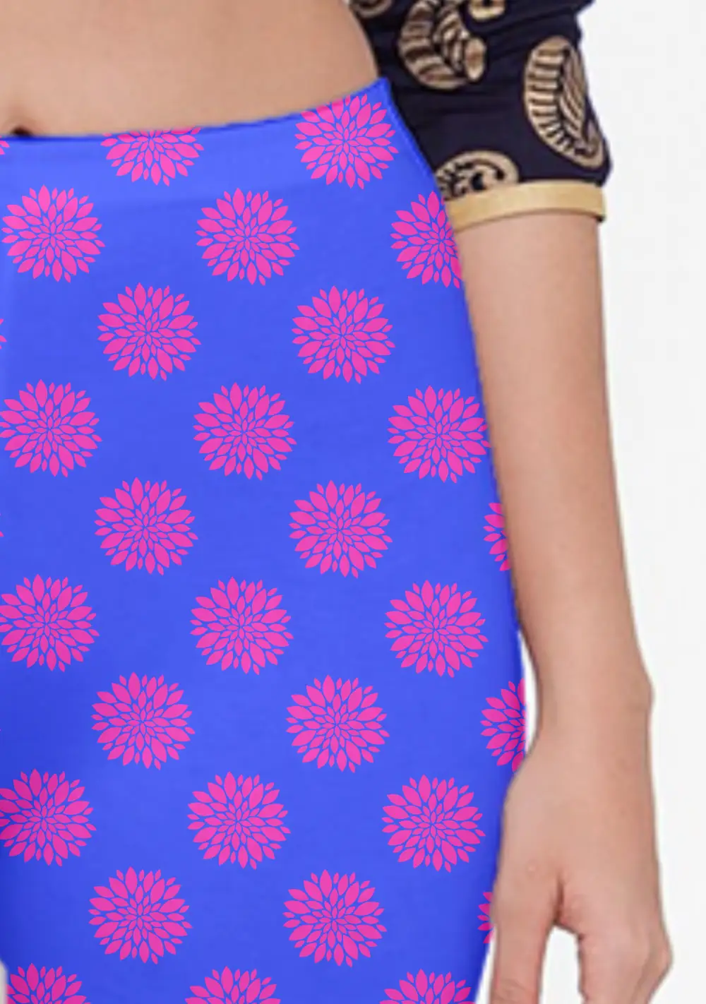 Flower Prints Blue Women Capri Leggings Pant - Image 2