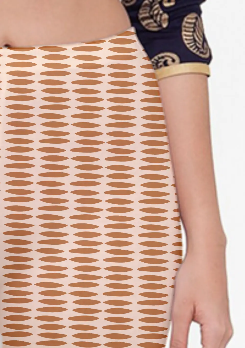 Pebbles Print Brown Women Capri Leggings Pant - Image 2