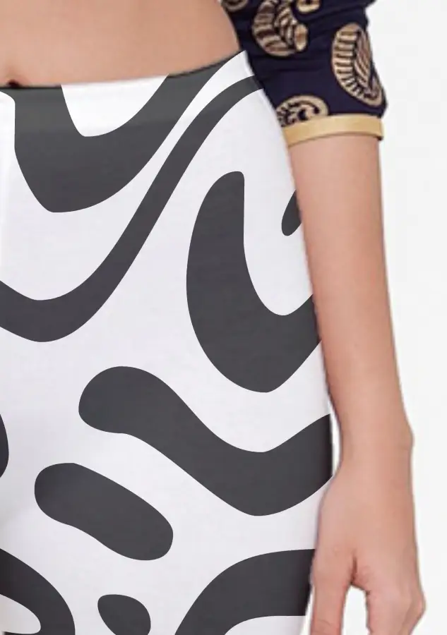 Striped White Women Capri Leggings Pant - Image 2