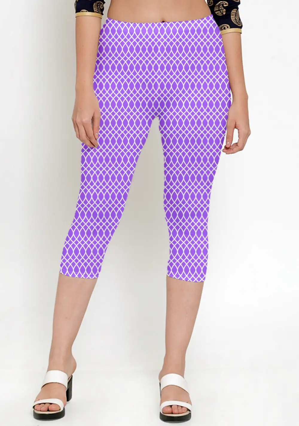 Stretchable Premium Elastane Lycra Purple Women Capri Leggings Pant