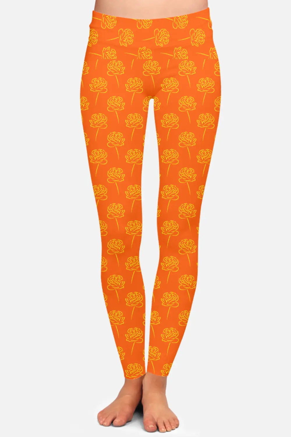 Roses Orange Women High Waist Leggings Pant