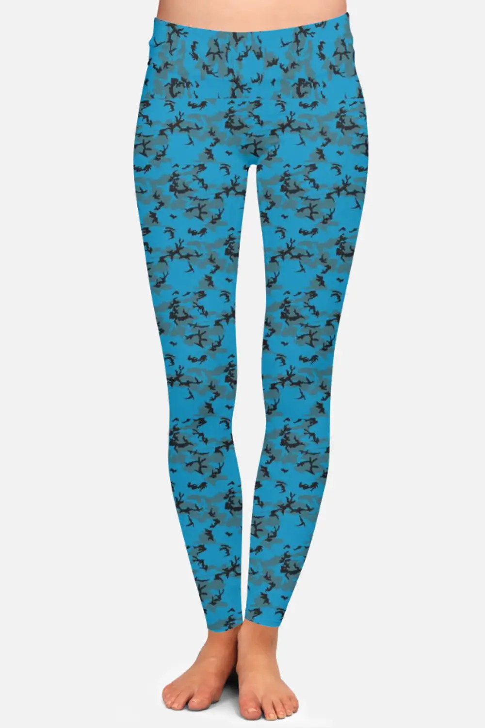 Camouflage Blue Women High Waist Leggings Pant
