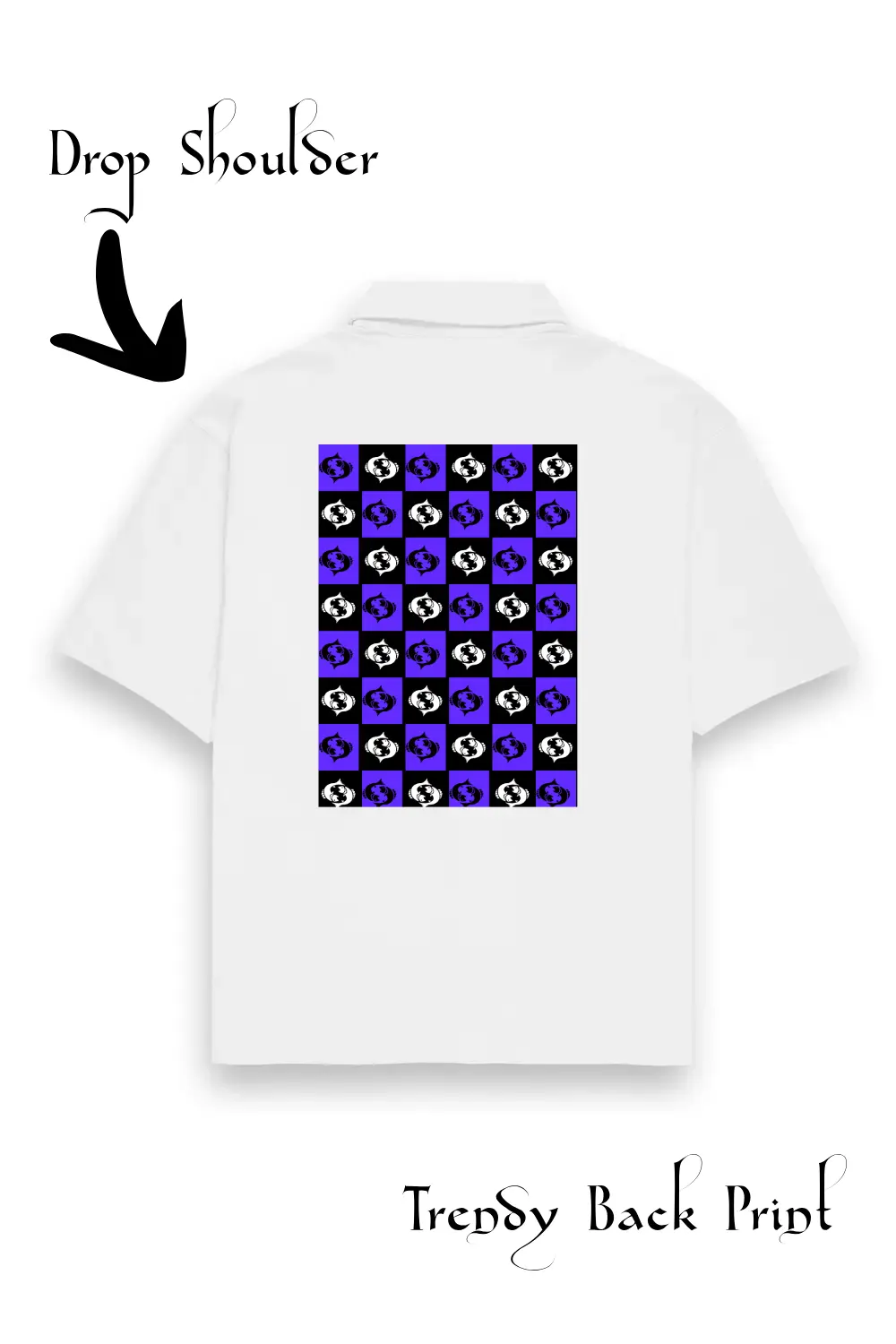 Pisces Zodiac Sign Unisex Oversized Half Sleeve Cotton Shirt White - Image 3