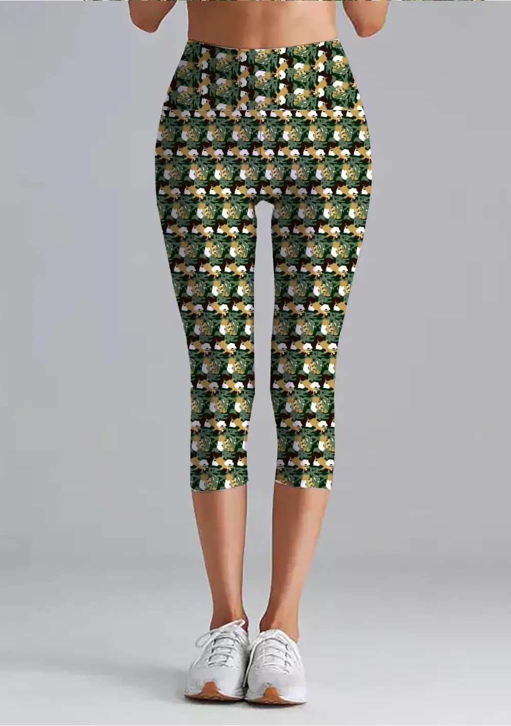 Camouflage Printed Women High Waist Capri Leggings Pant