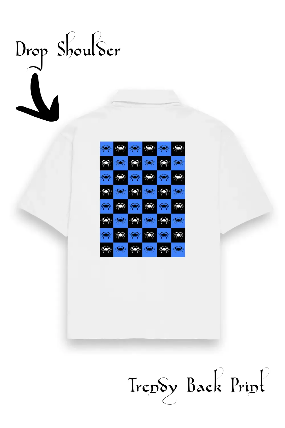 Cancer Zodiac Sign Unisex Oversized Half Sleeve Cotton Shirt White