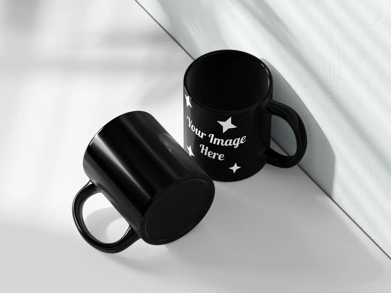 Black Ceramic Coffee Mugs Pair
