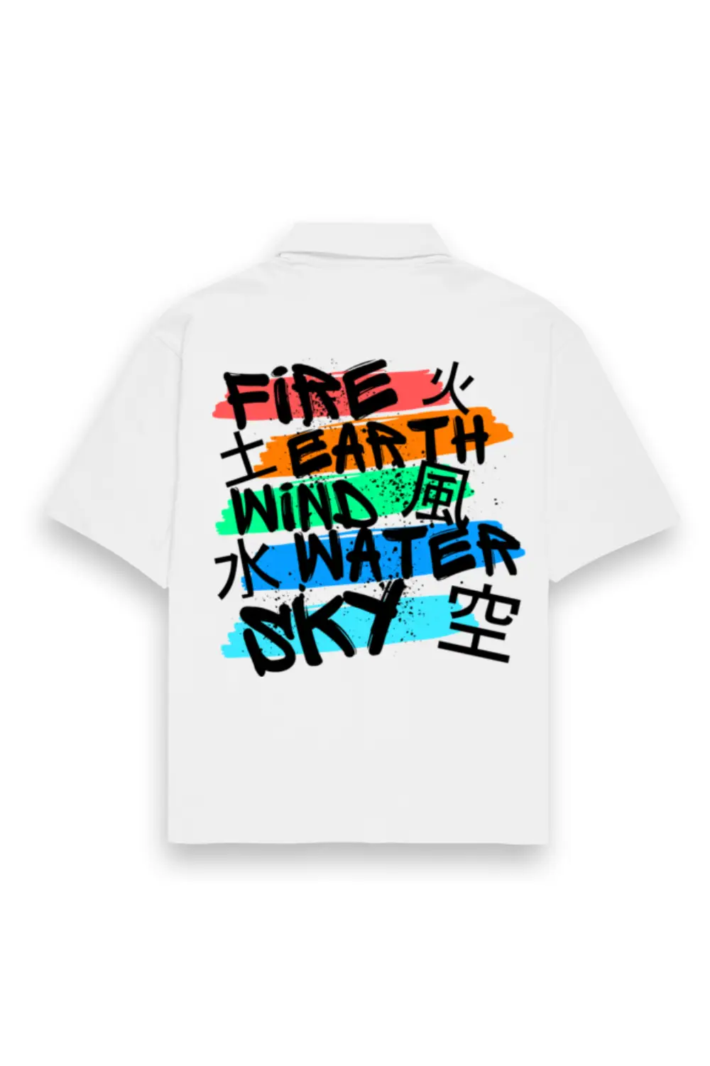 Sky Elements Unisex Oversized Half Sleeve Cotton Shirt White - Image 2