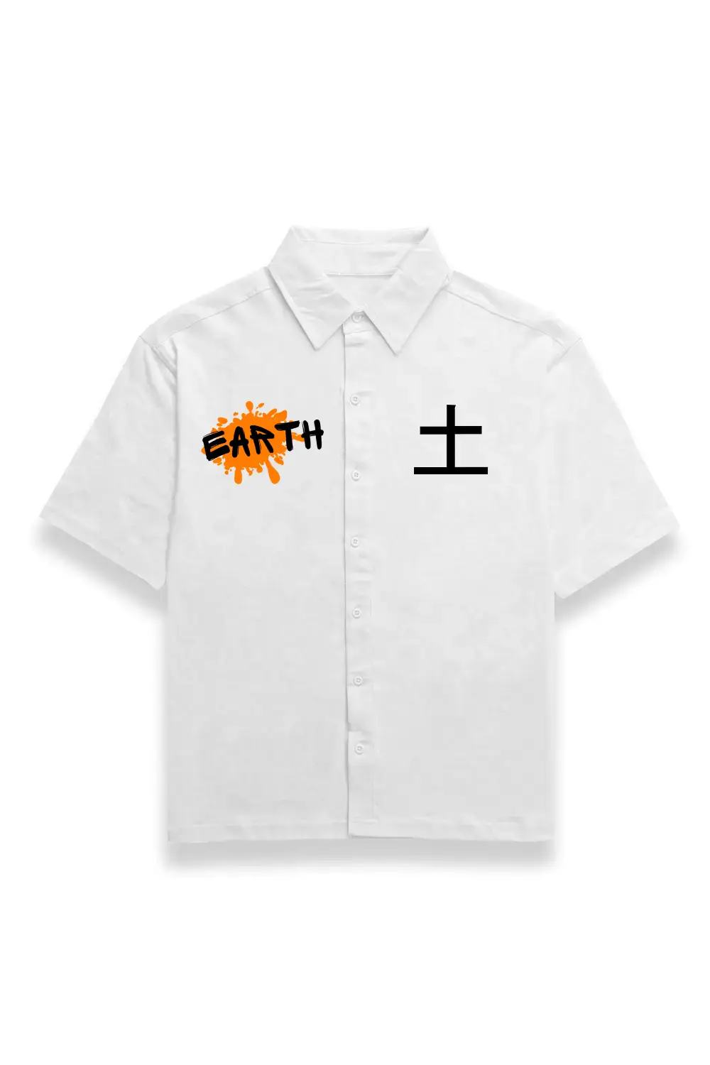 Earth Elements Unisex Oversized Half Sleeve Cotton Shirt White
