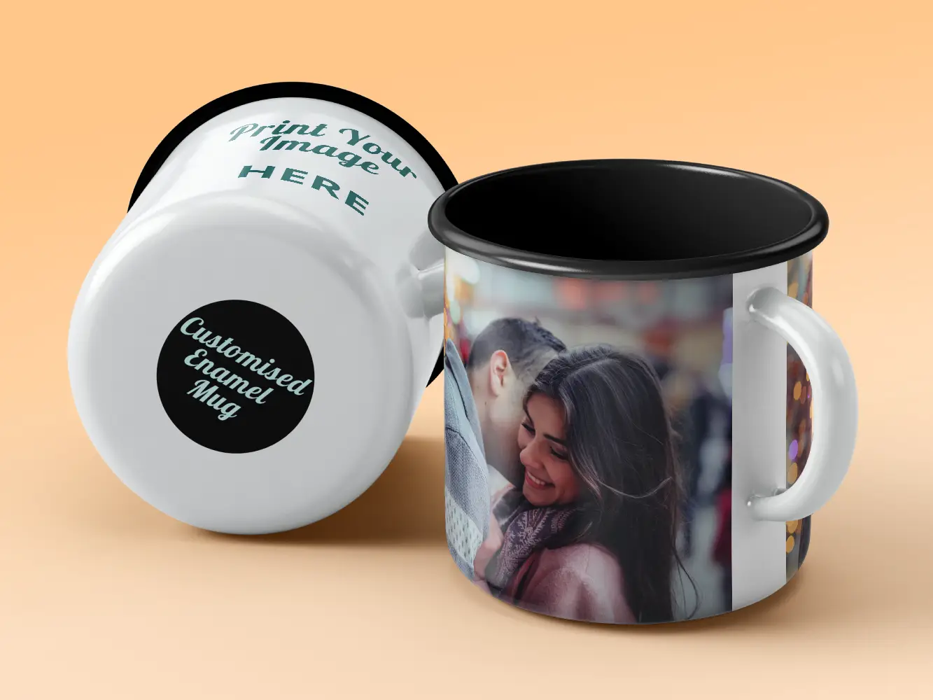 Enamel Mugs With Printed Image Of Couple