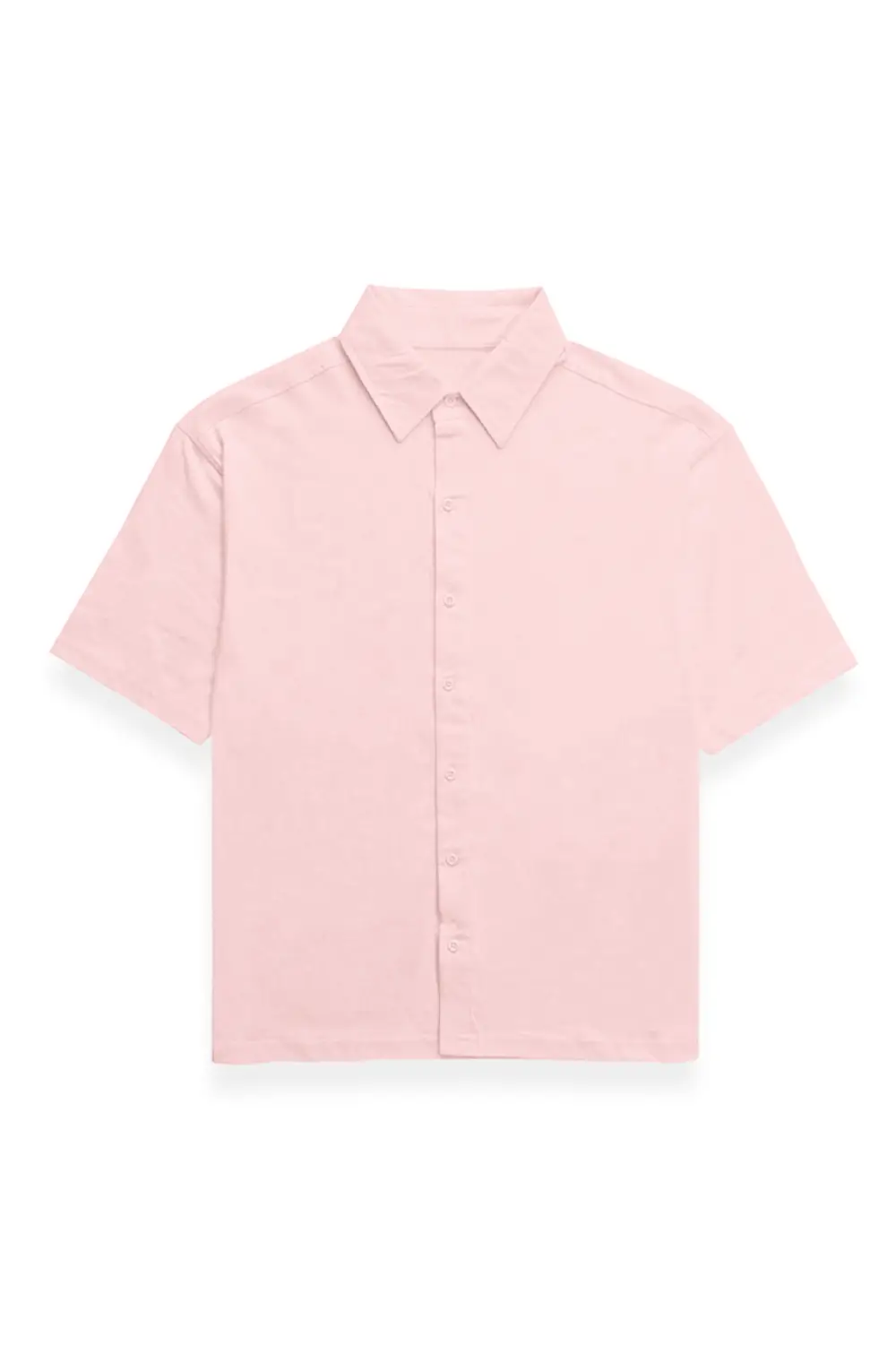 Unisex Oversized Half Sleeve Cotton Shirt Light Baby Pink
