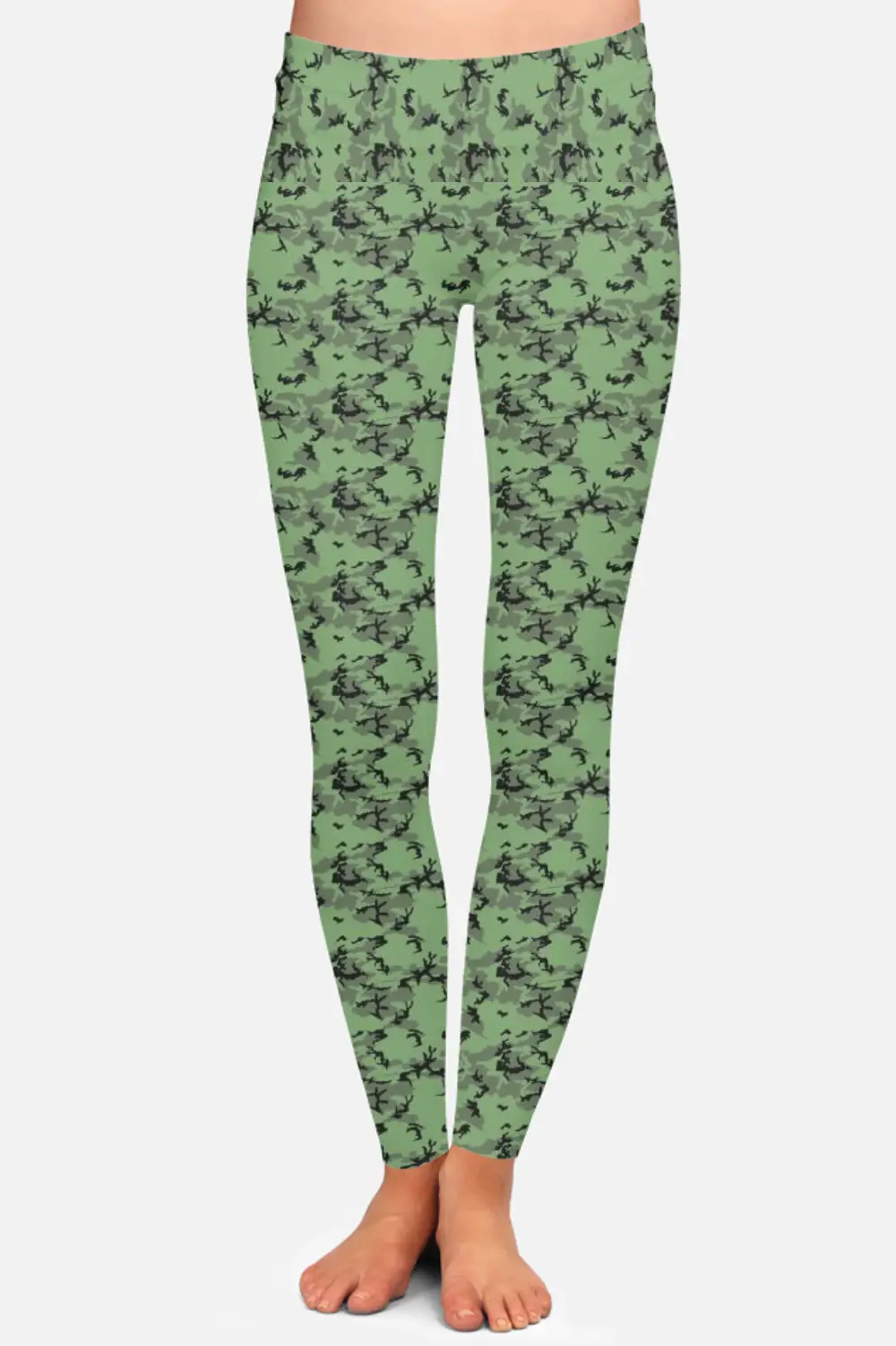 Casual Camouflage Green Women High Waist Leggings Pant
