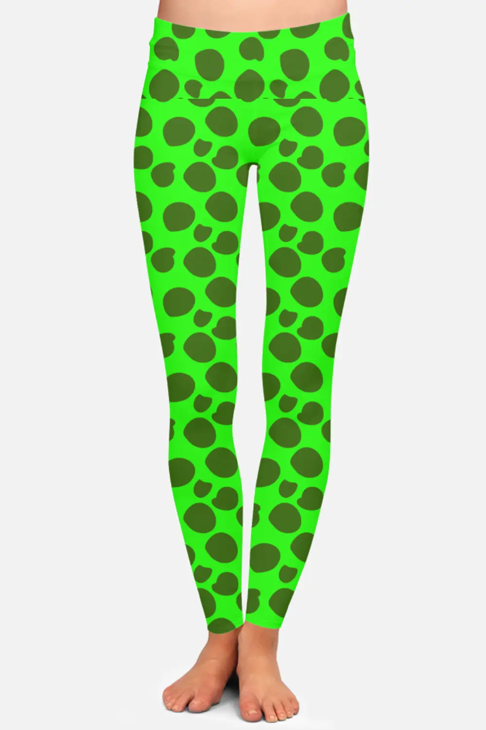 Polka Dots Green Women High Waist Leggings Pant
