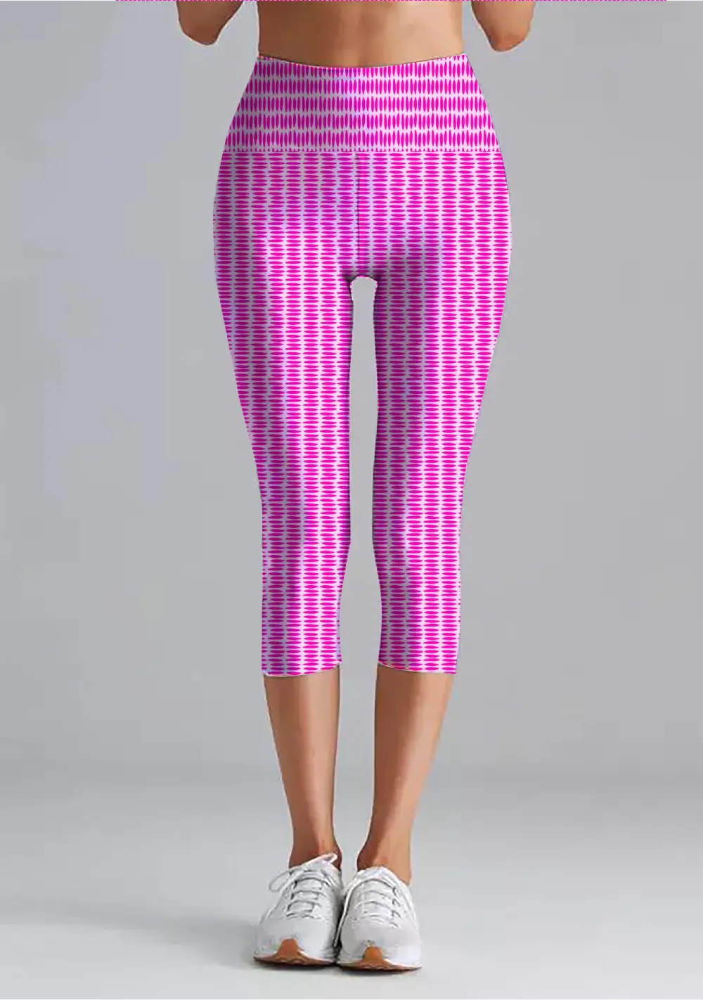 Pebbles Print Pink Women High Waist Capri Leggings Pant