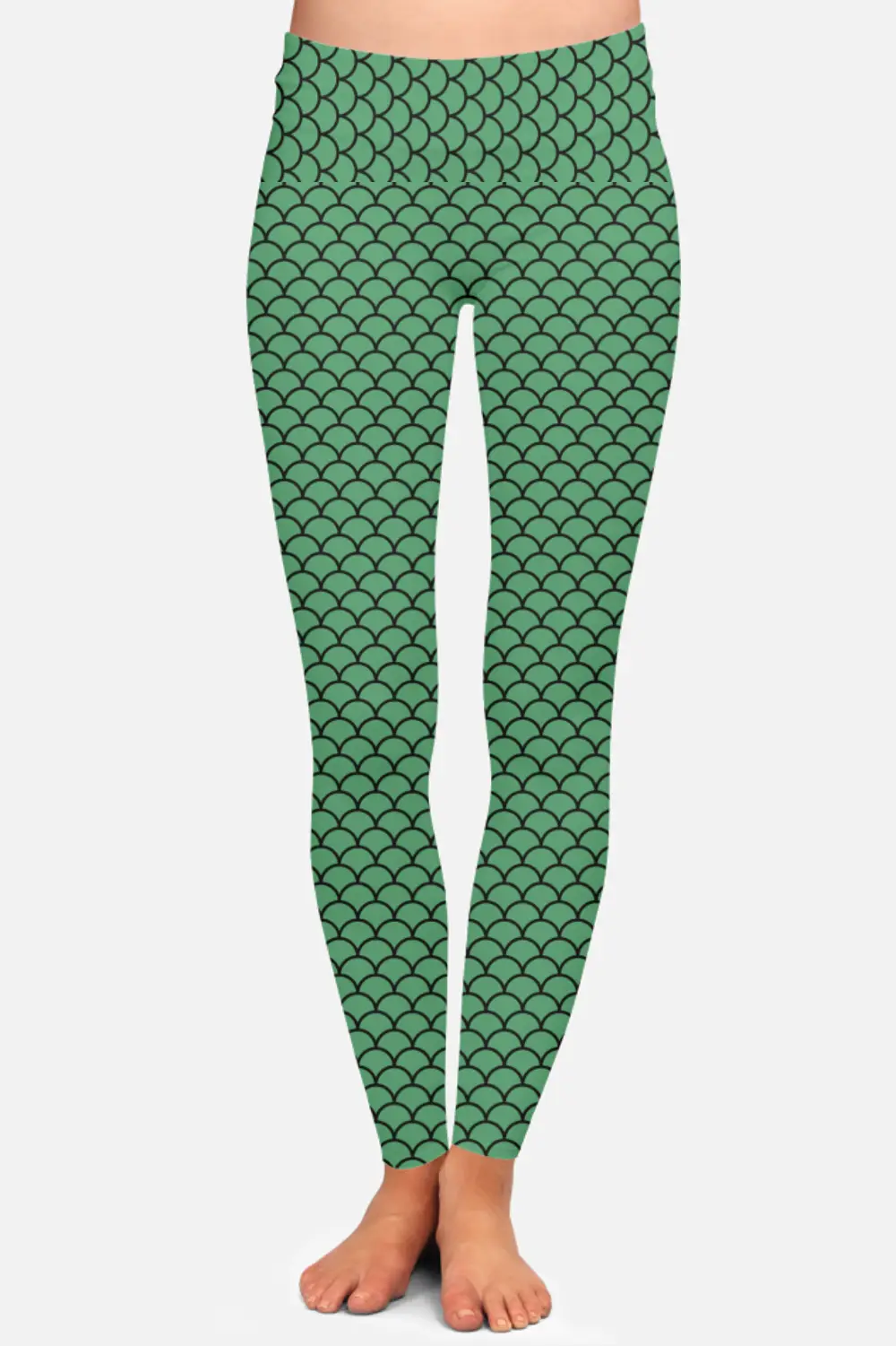 Shell Prints Dark Green Women High Waist Leggings Pant
