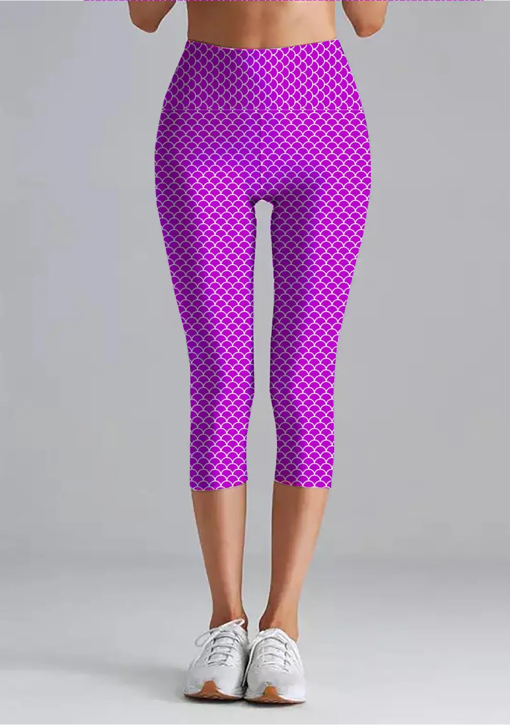 Casual Purple Women High Waist Capri Leggings Pant
