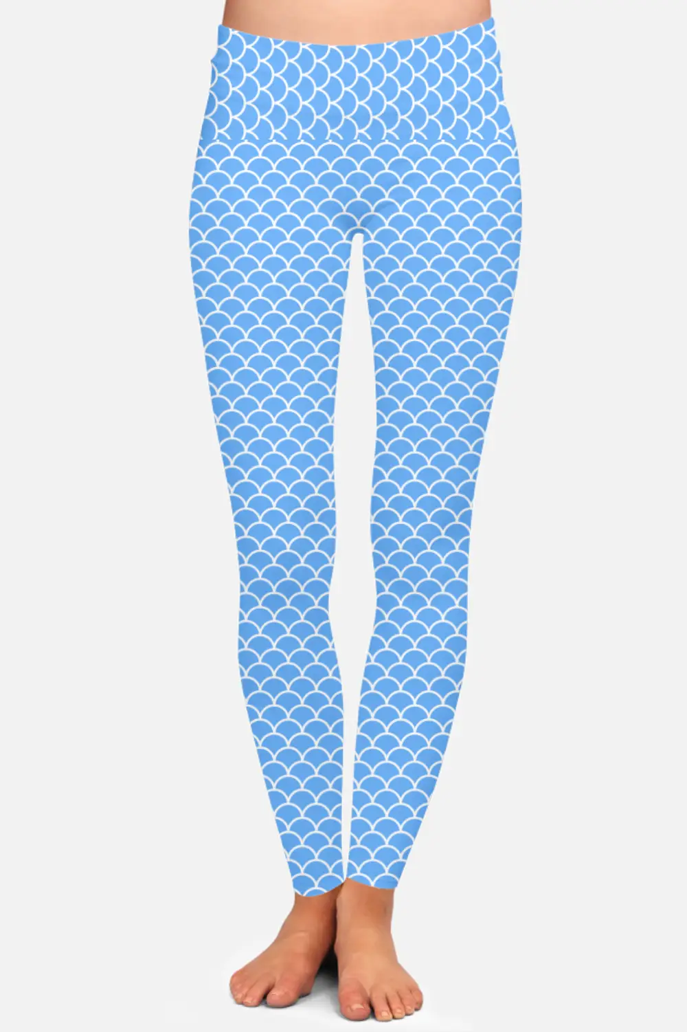 Shells Prints Sky Blue Women High Waist Leggings Pant