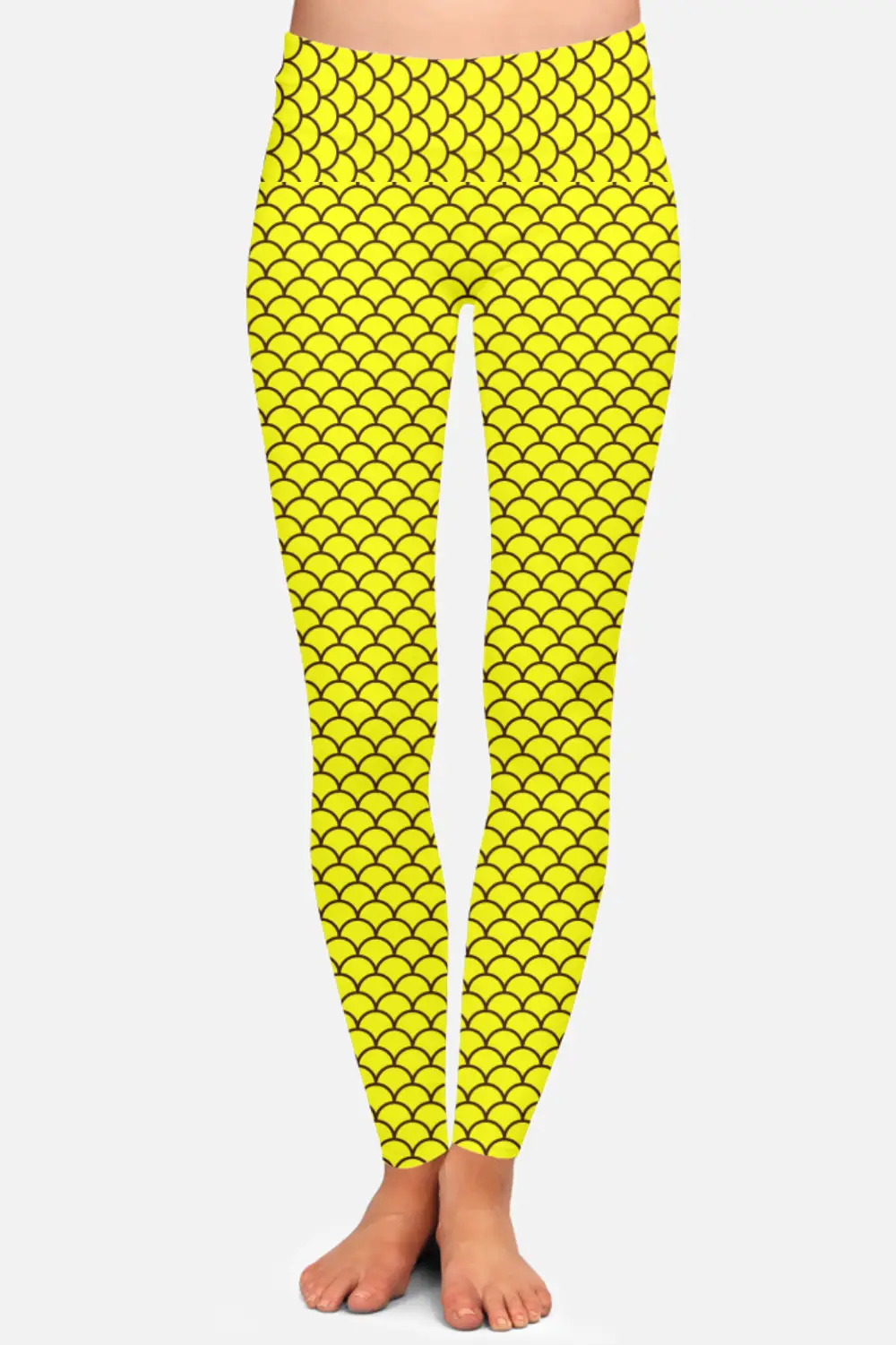 Shells Print Yellow Women High Waist Leggings Pant