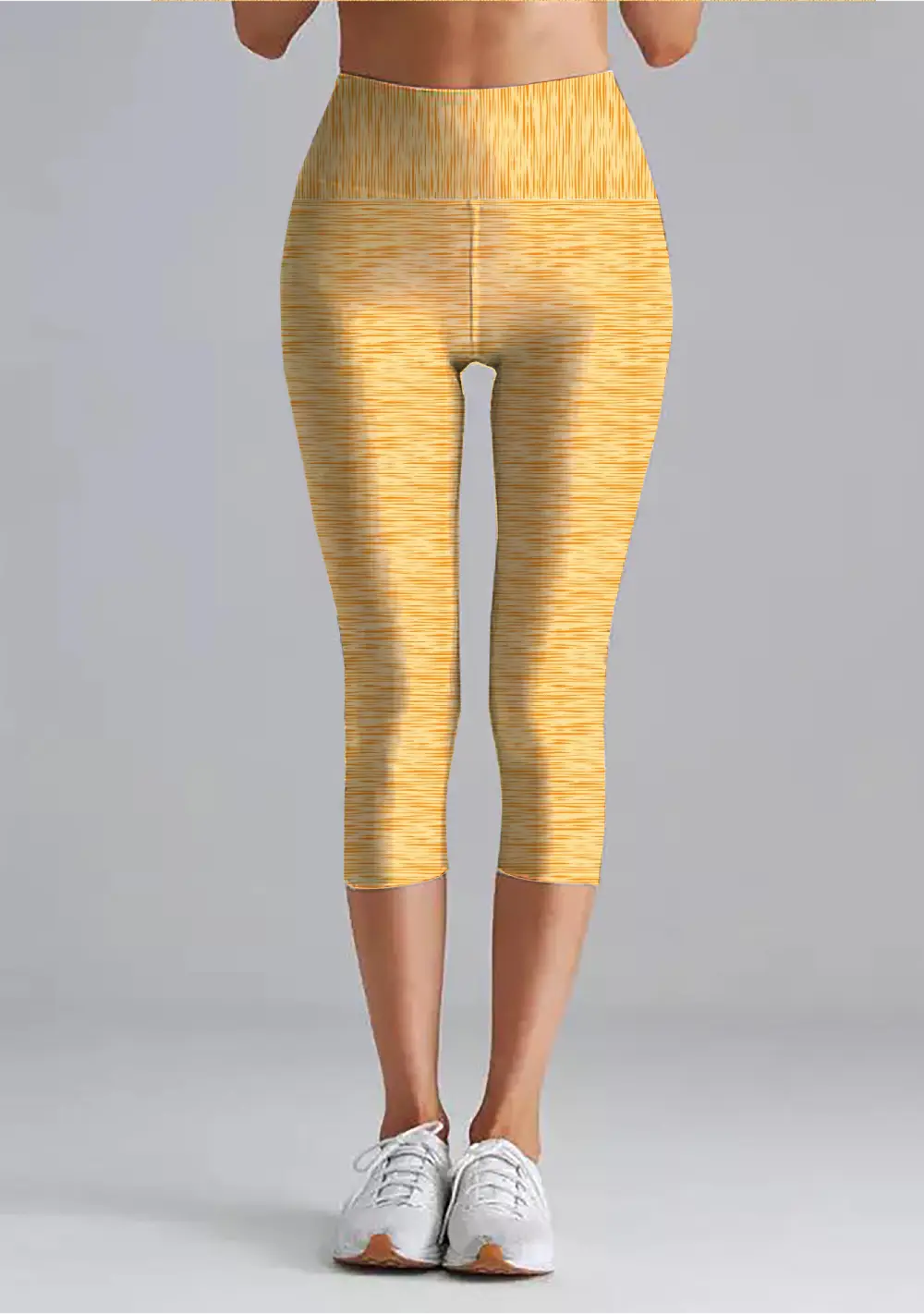 3/4 Casual Creamy Women High Waist Capri Leggings Pant