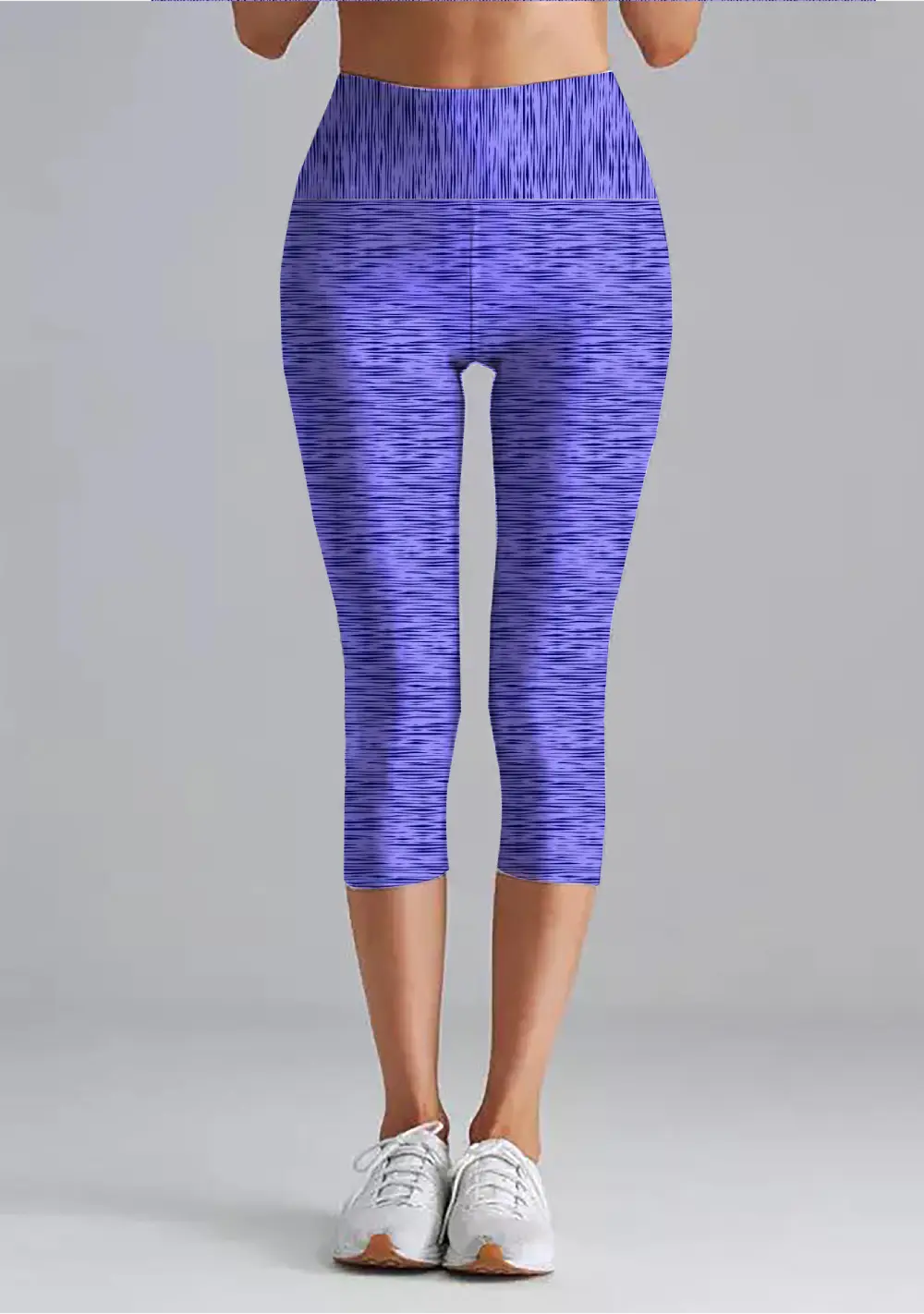 3/4 Casual Lavender Women High Waist Capri Leggings Pant