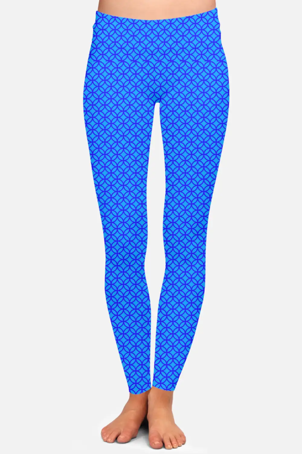 Jali Print Blue Women High Waist Leggings Pant