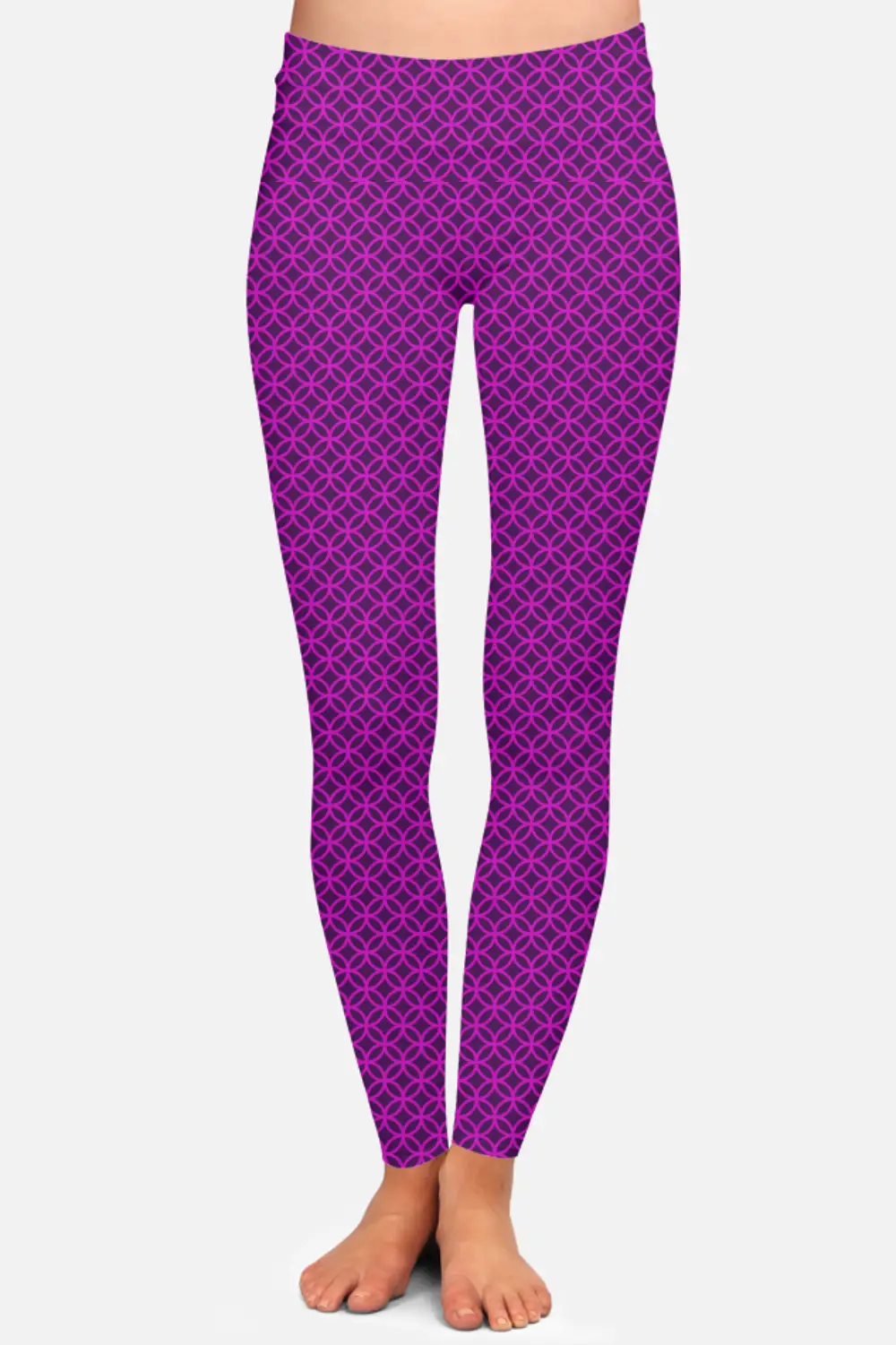 Jali Print Purple Women High Waist Leggings Pant