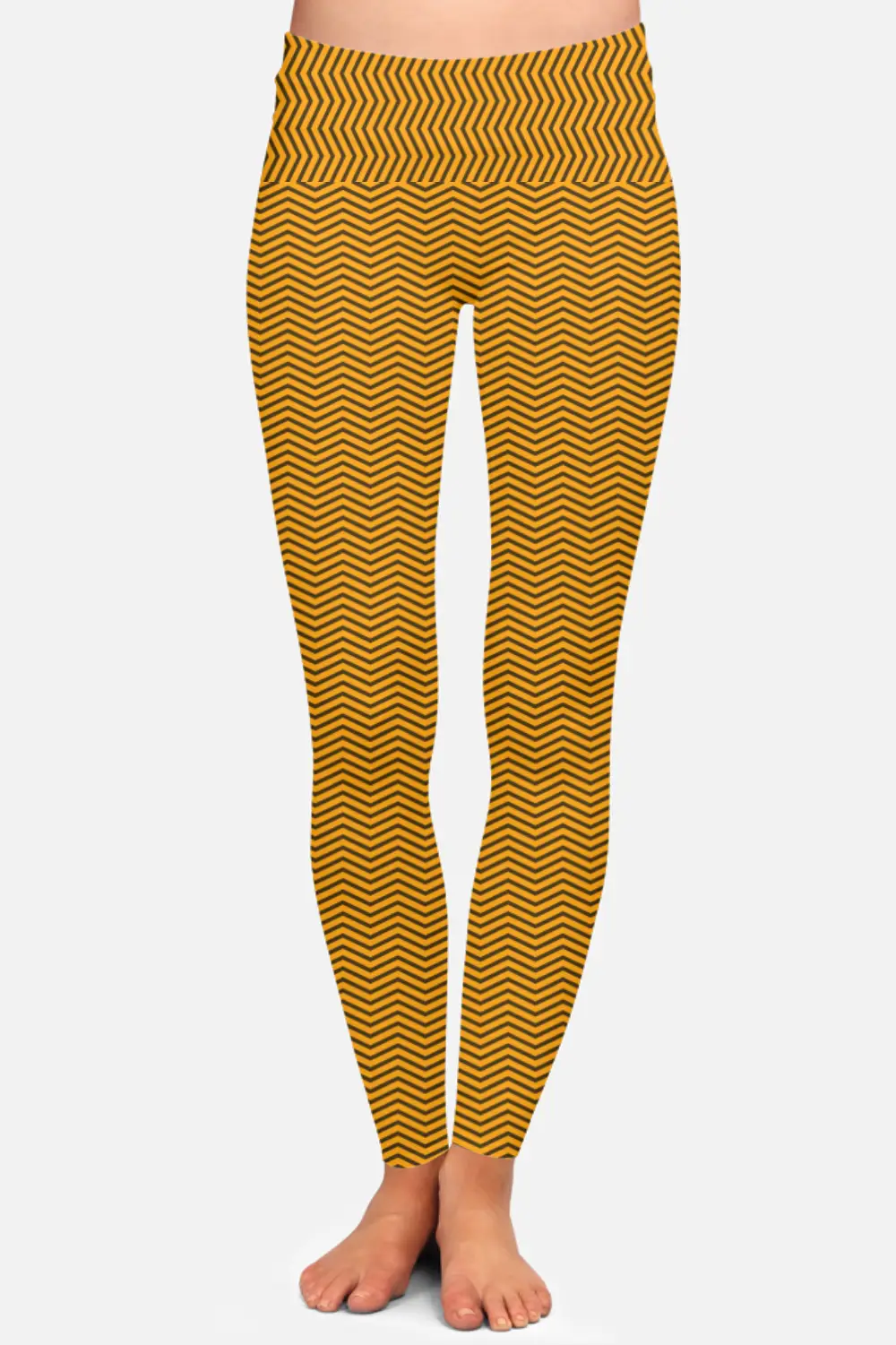 Zigzag Printed Brown Women High Waist Leggings Pant