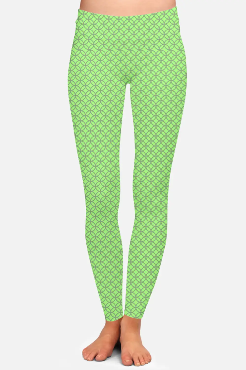 Jali Print Light Green Women High Waist Leggings Pant