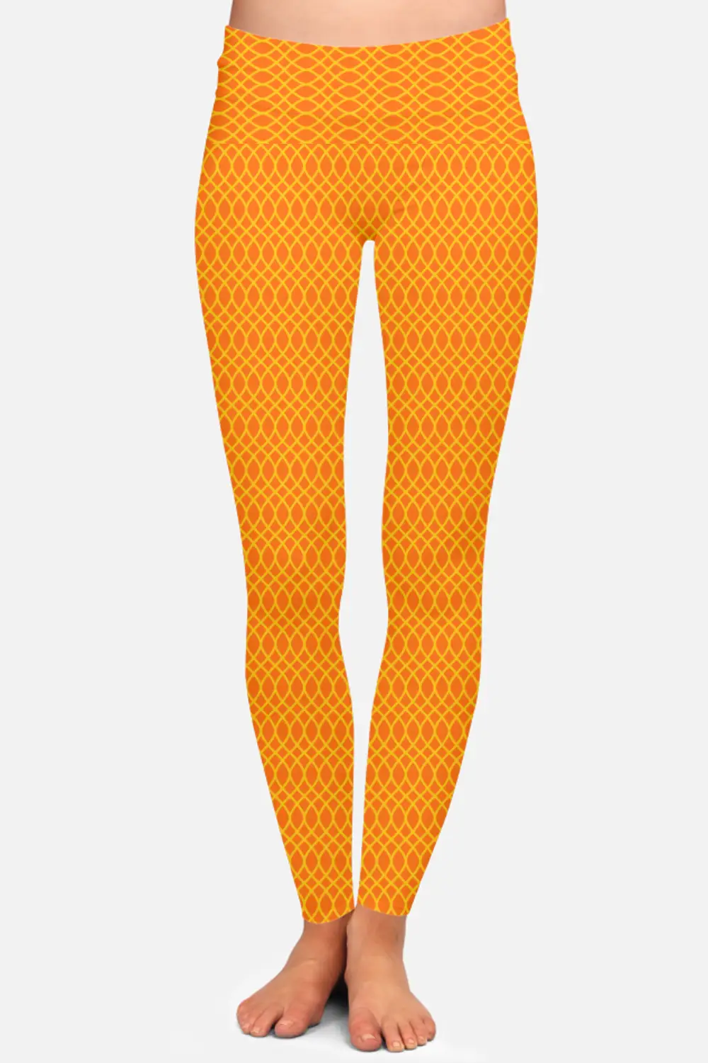Stretchable Premium Elastane Lycra Orange Women High Waist Leggings Pant
