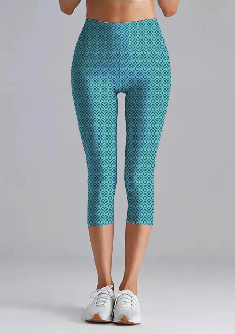 Stretchable Premium Elastane Lycra Teal Women High Waist Capri Leggings Pant