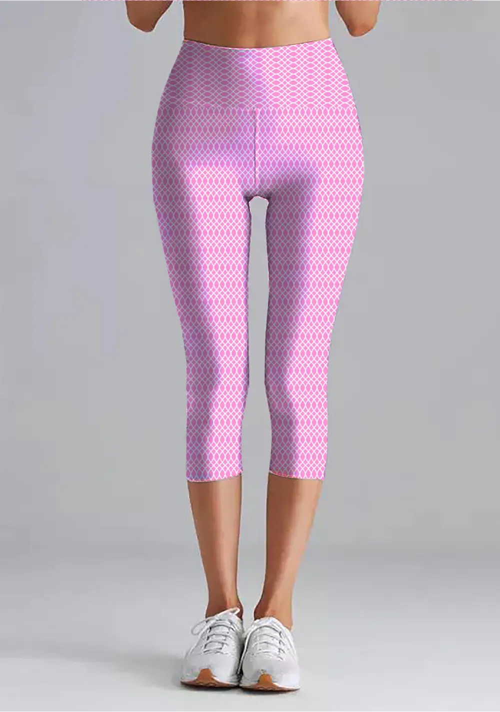 Stretchable Premium Elastane Lycra Pink Women High Waist Capri Leggings Pant