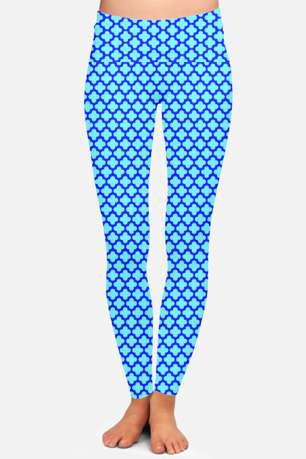Casual Abstract Print Blue Women High Waist Leggings Pant