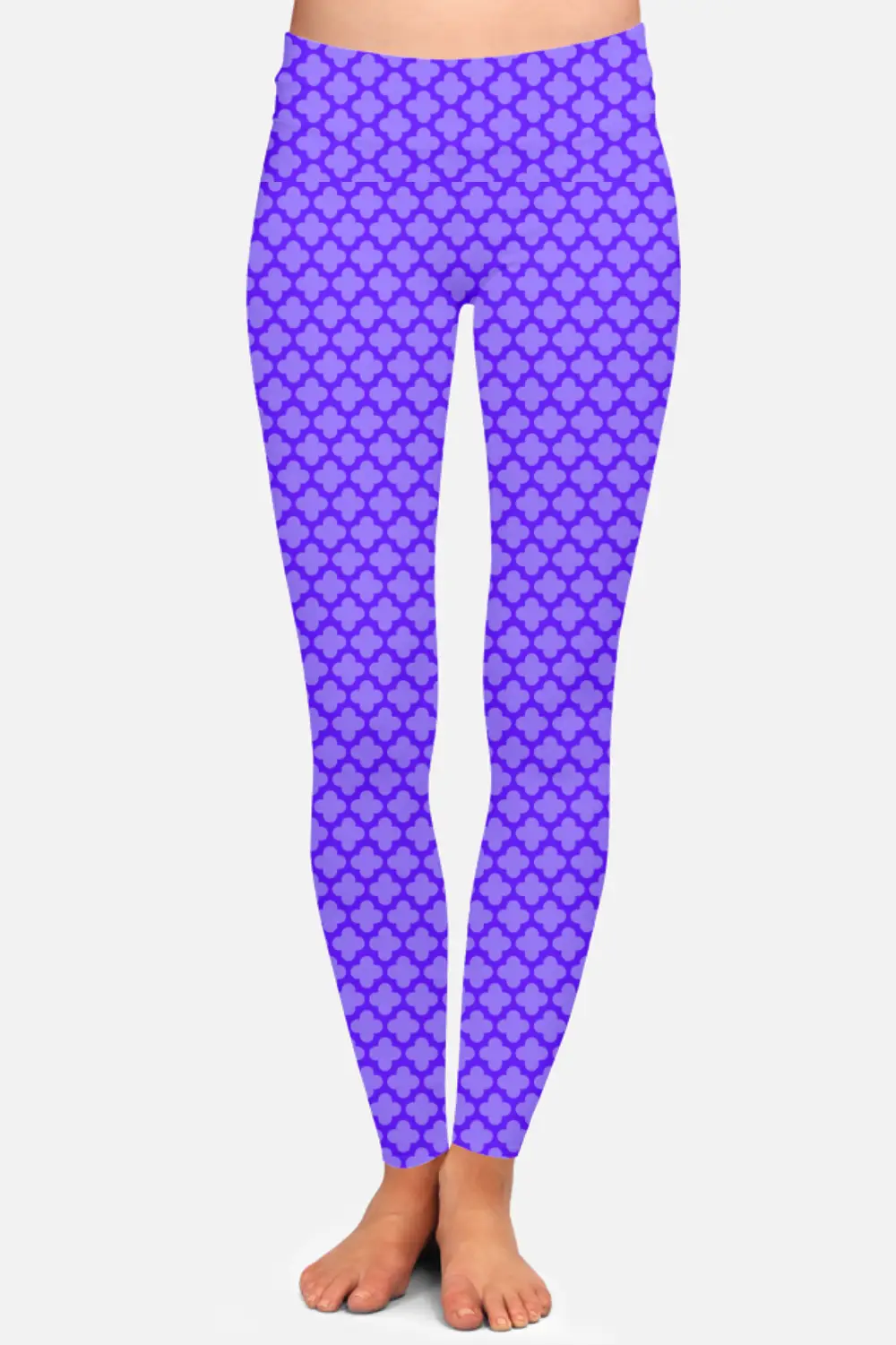 Casual Abstract Print Purple Women High Waist Leggings Pant
