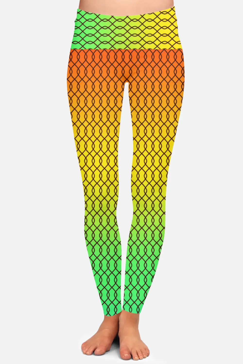 Multi Color Abstract Print Women High Waist Leggings Pant